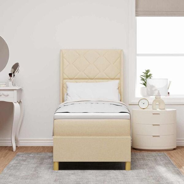 vidaXL Cama tipo Box Spring con colch&oacute;n Crema 80 x 200 cm tela
