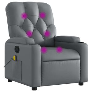 vidaXL Sill&oacute;n de masaje reclinable cuero sint&eacute;tico gris