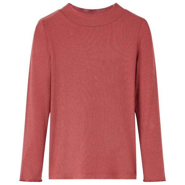 Camiseta infantil manga larga cuello alto rojo oscuro 140