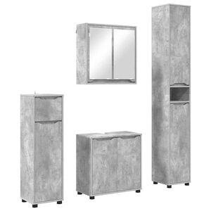 vidaXL Juego de muebles de ba&ntilde;o con caj&oacute;n Manual 4 pcs Gris Concreto