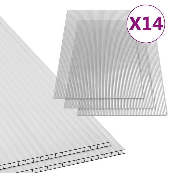 vidaXL Paneles de policarbonato 14 unidades 4 mm 121x60 cm