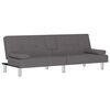 vidaXL Sof&aacute; cama con portavasos cuero sint&eacute;tico gris