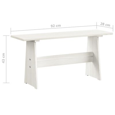 vidaXL Mesa de comedor con banco de madera maciza de pino blanco