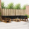 vidaXL Conjunto de sof&aacute;s de exterior con coj&iacute;n 11 pcs Natural y negro