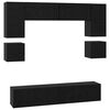 vidaXL Conjunto de mueble de TV 8 pcs Roble Negro Madera de ingenier&iacute;a