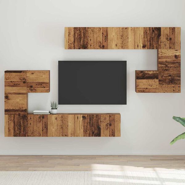 vidaXL Unidades de TV 4 pcs Madera Vieja Madera contrachapada