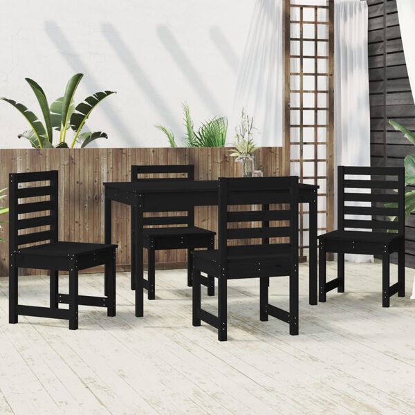 vidaXL Juego de comedor de jard&iacute;n 5 piezas madera maciza pino negro