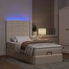 vidaXL Cama otomana con colch&oacute;n y luces LED tela crema 90x200 cm