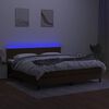 vidaXL Cama box spring colch&oacute;n luces LED tela marr&oacute;n oscuro 180x200cm