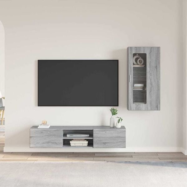 vidaXL Conjunto de mueble de TV con caj&oacute;n FLORIN Gris Sonoma