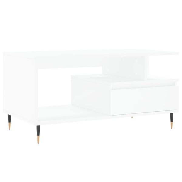 vidaXL Mesa de centro madera contrachapada blanca 90x49x45 cm