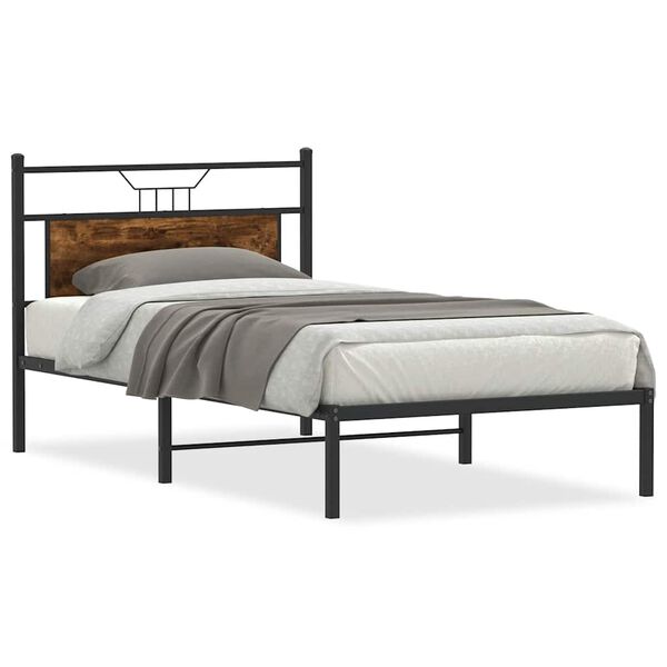 vidaXL Estructura de cama sin colchón madera roble ahumado 100x190 cm