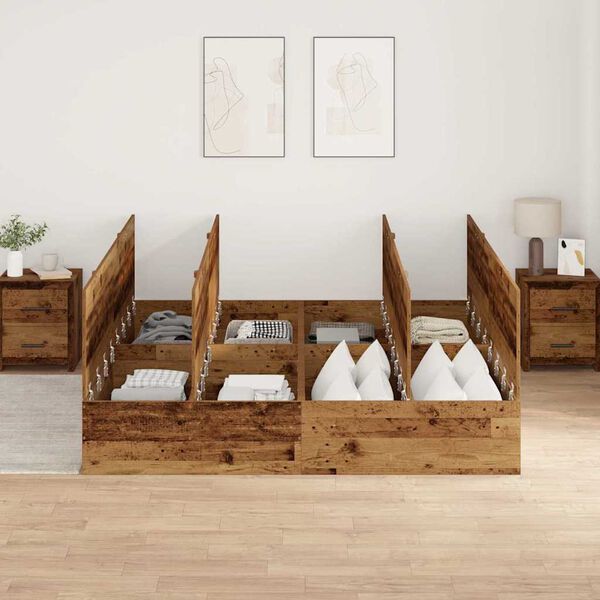 vidaXL Cama con almacenamiento Madera Vieja 200 x 200 cm