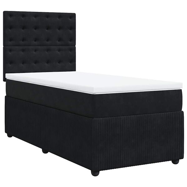 vidaXL Cama box spring con colchón cuero sintético negro 90x190 cm