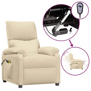 vidaXL Sill&oacute;n de masaje el&eacute;ctrico tela color crema