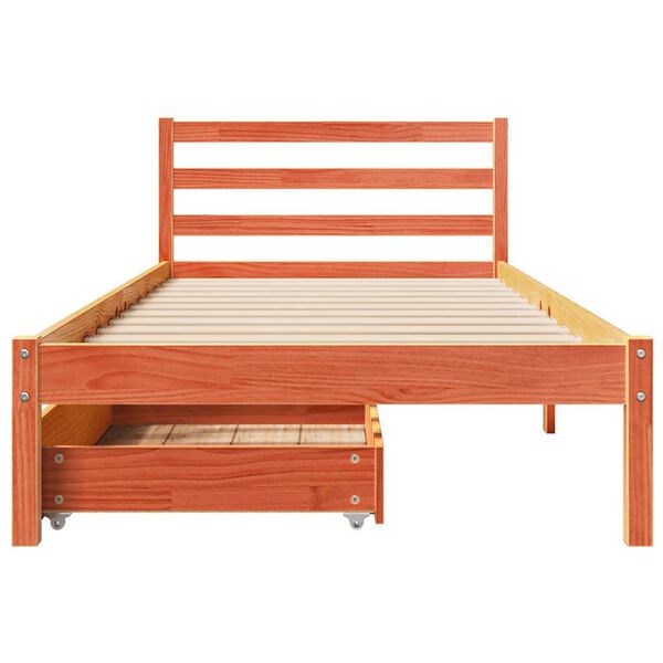 vidaXL Estructura de cama sin colch&oacute;n madera maciza marr&oacute;n 90x190 cm