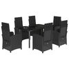 vidaXL Set de comedor de jard&iacute;n 7 pzas y cojines rat&aacute;n sint&eacute;tico negro