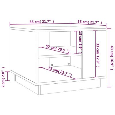 vidaXL Mesa de centro madera de ingeniería blanco brillo 55x55x43 cm