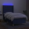 vidaXL Cama box spring colch&oacute;n y luces LED tela azul 90x190 cm