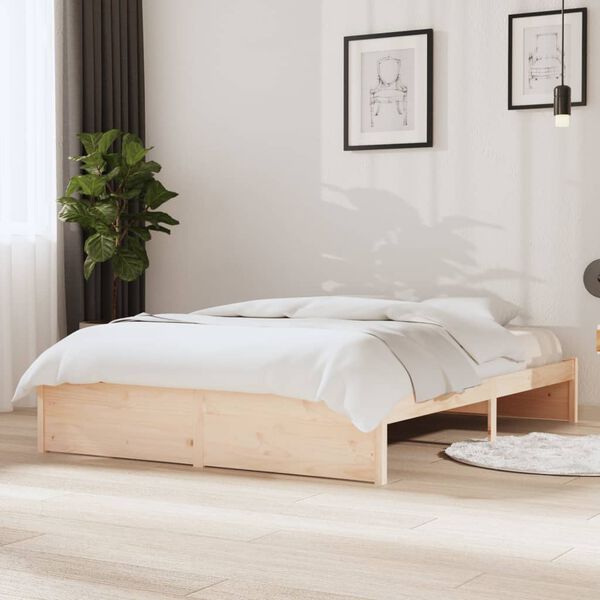 vidaXL Estructura de cama sin colch&oacute;n madera maciza 140x200 cm