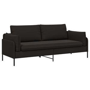 vidaXL Sof&aacute; de 3 plazas Negro 222 x 81 x 89 cm Terciopelo