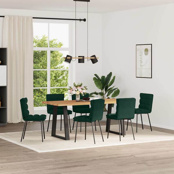 vidaXL Sillas de comedor 6 unidades terciopelo verde oscuro
