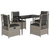 vidaXL Set comedor de jard&iacute;n 5 pzas cojines rat&aacute;n sint&eacute;tico gris claro