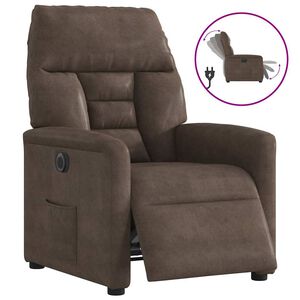 vidaXL Sill&oacute;n reclinable de masaje tela de microfibra marr&oacute;n
