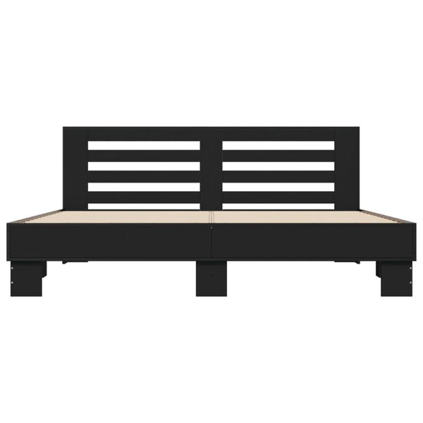 vidaXL Estructura de cama madera de ingenier&iacute;a y metal negro 180x200cm