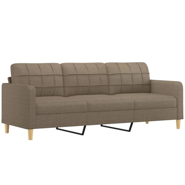 vidaXL Sof&aacute; de 3 plazas con almohadas y cojines tela gris taupe 210 cm