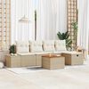 vidaXL Conjunto de sof&aacute;s de jard&iacute;n 6 pcs Beige rat&aacute;n sint&eacute;tico