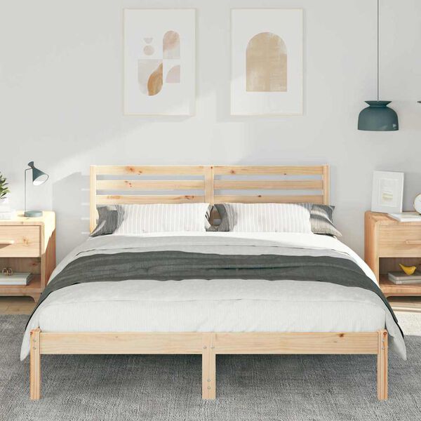 vidaXL Estructura de cama Marr&oacute;n 140 x 200 cm Madera de pino macizo