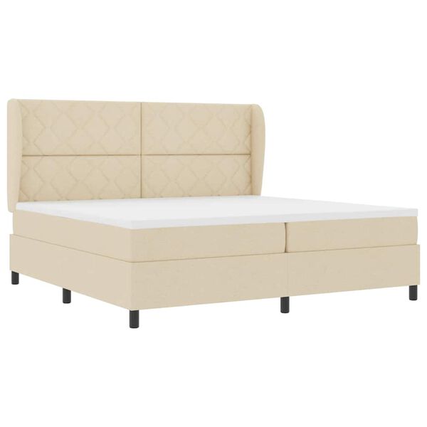 vidaXL Cama tipo Box Spring con colch&oacute;n Crema 200 x 200 cm tela