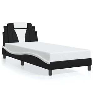 vidaXL Estructura de cama Viana sin colch&oacute;n cuero sint&eacute;tico negro y blanco