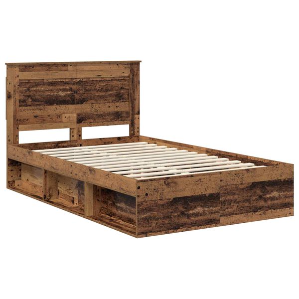 vidaXL Estructura de cama con cabecera Madera vieja 120 x 190 cm