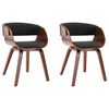 vidaXL Sillas de comedor 2 unidades madera curvada y tela gris