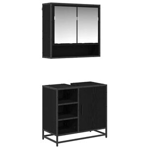 vidaXL Juego de muebles de ba&ntilde;o 2 pcs Roble Negro Madera de ingenier&iacute;a