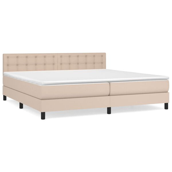 vidaXL Cama box spring con colchón cuero sintético capuchino 200x200cm