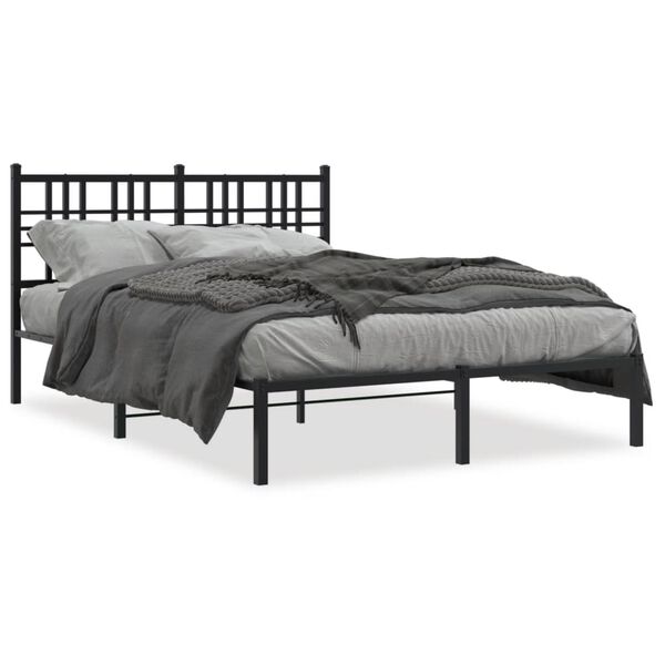 vidaXL Estructura cama sin colch&oacute;n con cabecero metal negro 140x190 cm