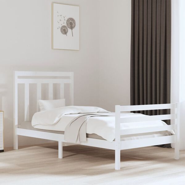 vidaXL Estructura de cama madera maciza blanca 100x200 cm