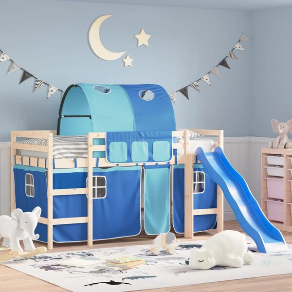 vidaXL Cortinas para camas altas con t&uacute;nel poli&eacute;ster azul