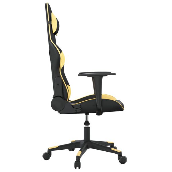 vidaXL Silla gaming cuero sint&eacute;tico negro y dorado