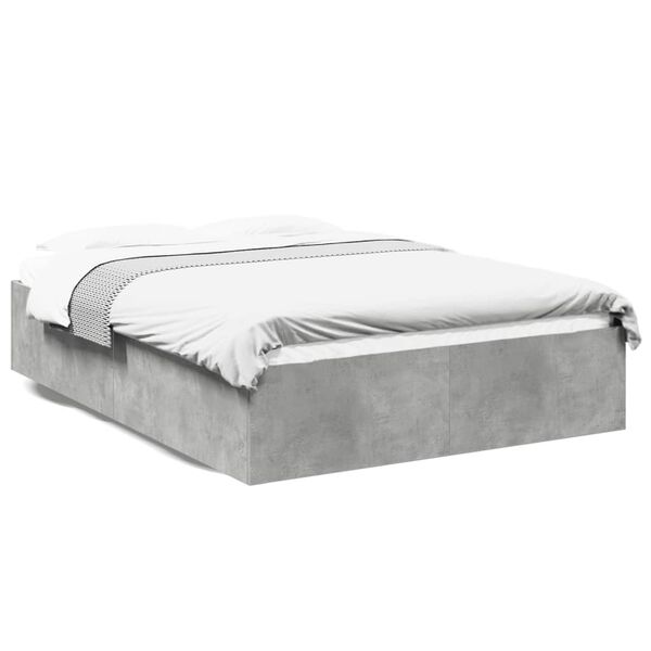 vidaXL Estructura de cama madera de ingenier&iacute;a gris hormig&oacute;n 135x190cm