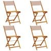 vidaXL Sillas plegables (4 unidades) de tela color topo y madera maciza