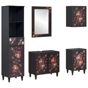 vidaXL Juego de Muebles de Ba&ntilde;o con caj&oacute;n 5 pcs Madera de mango maciza