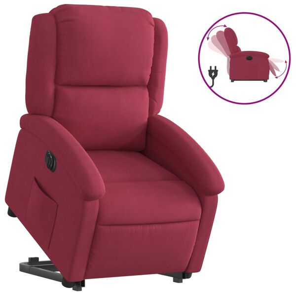 vidaXL Sillón eléctrico reclinable elevable de terciopelo rojo tinto
