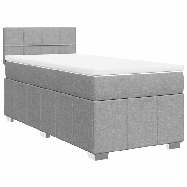 vidaXL Cama box spring con colch&oacute;n tela gris claro 80x200 cm