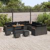 vidaXL Conjunto de sof&aacute;s de jard&iacute;n 14 pcs Negro rat&aacute;n sint&eacute;tico