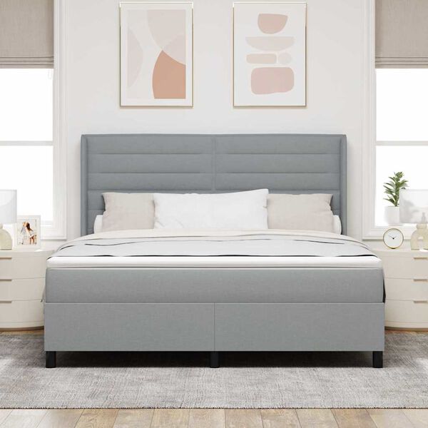 vidaXL Cama tipo Box Spring con colch&oacute;n Gris claro 180 x 200 cm tela