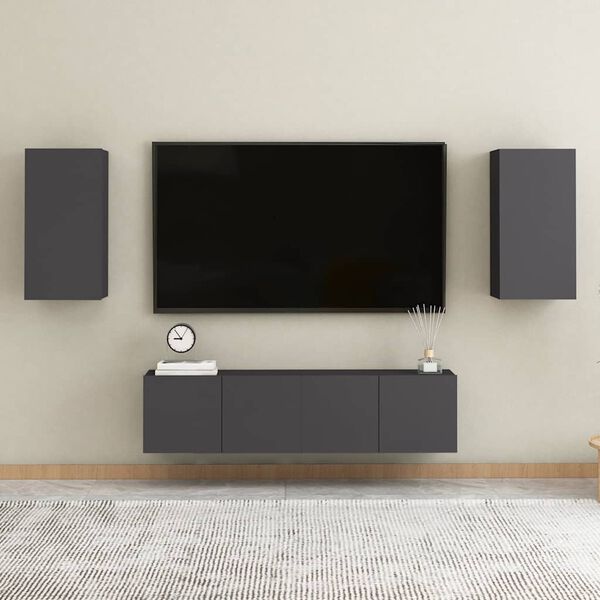 vidaXL Mueble para TV de madera contrachapada gris 30,5x30x60 cm